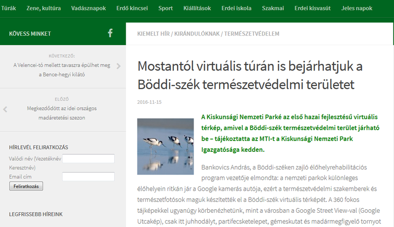 Mostantól virtuális túrán is bejárhatjuk a Böddi-szék természetvédelmi területet - Erdeiprogramok