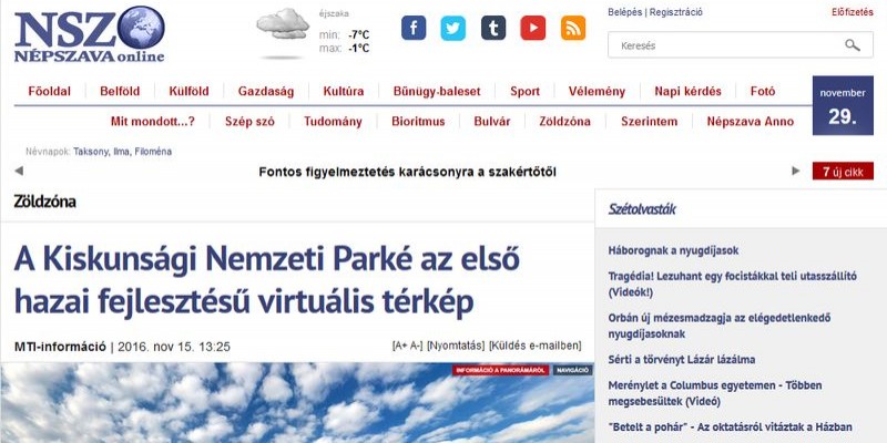 A Kiskunsági Nemzeti Parké az első hazai fejlesztésű virtuális térkép - Népszava