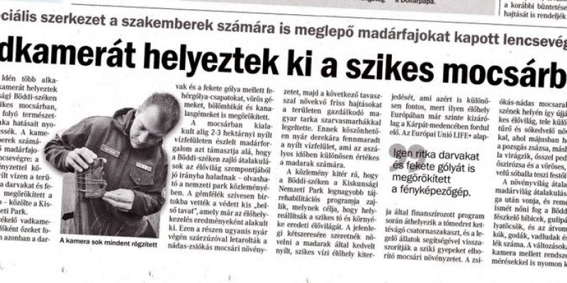 Vadkamerát helyeztek ki a szikes mocsárba - Petőfi Népe